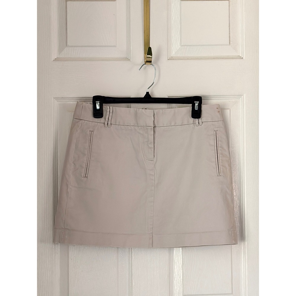 J.Crew Mini Skirt Women 8 Khaki Stretch Cotton Chino Preppy Good Condition